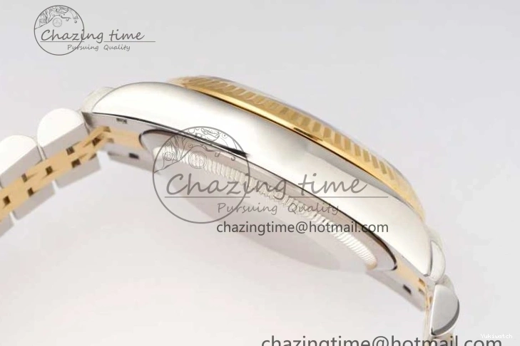 DIWF 904L SA3235 1:1 YG DateJust on Steel Bracelet Jubilee 36mm Best SS Markers Gray Dial Edition Green 0404